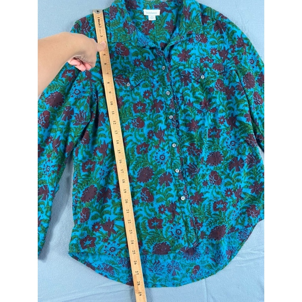 Sundance Shirt Sz M Floral Eyelet Boho Relaxed Pleated Western Boho Cowgirl - Picture 5 of 14